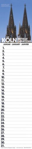 KÖLN - COLOGNE GEBURTSTAGSPLANER